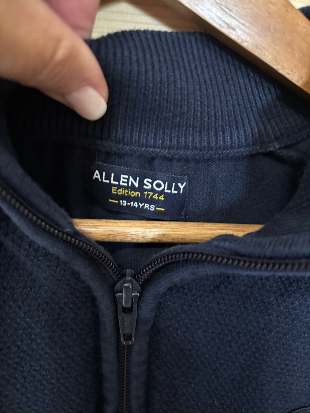 Allen Solly Black Knit Sweater with Gold Logo Patch